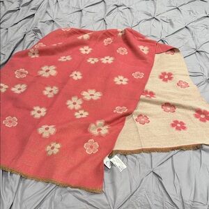 Floral Red and Beige Scarf